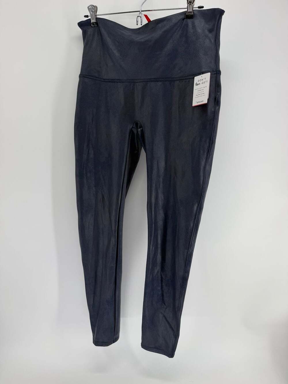 SPANX Faux Leather Leggings Night Navy 1X NWT High Rise Shaping